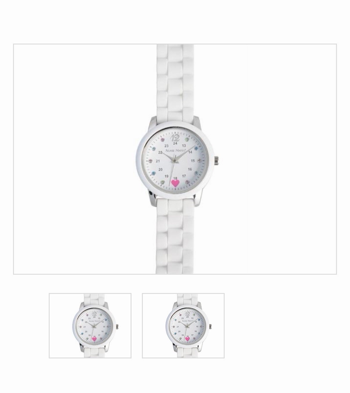 Nurse Mates Sparkle women’s nurse watch water-resistant silicone strap – White