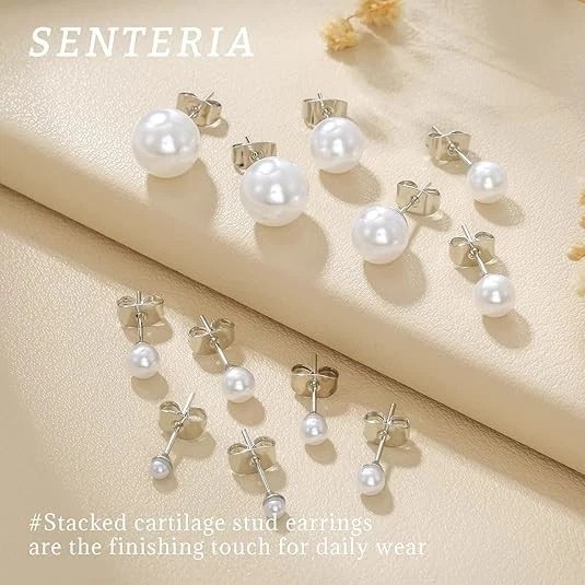 925 Sterling Silver CZ Stud Earrings Cubic Zirconia Women Pearl Jewelry Gift US