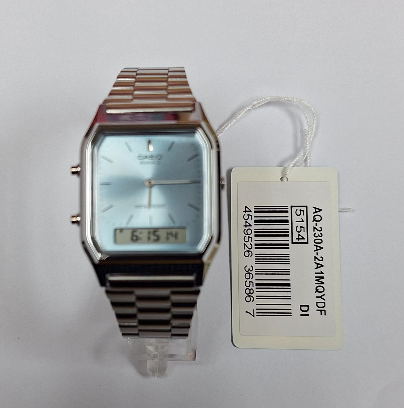 CASIO AQ-230A-2A1 Retro Vintage Blue Dual time Stainless Steel Band Watch