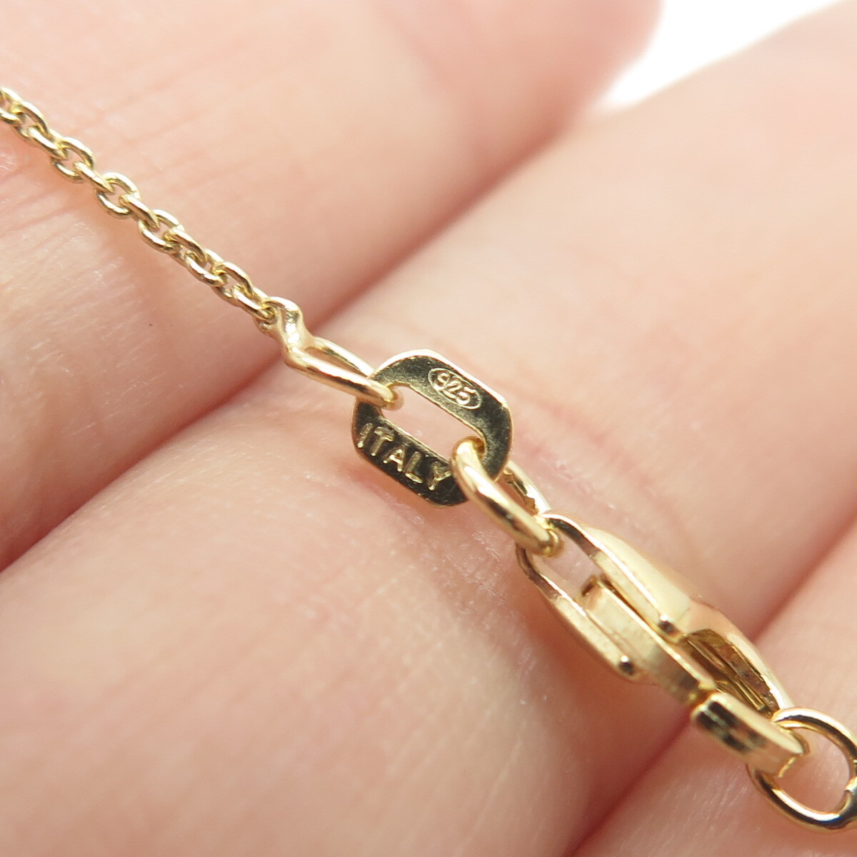 925 Sterling Silver Gold Plated Italy Cable Chain Necklace 14-15″
