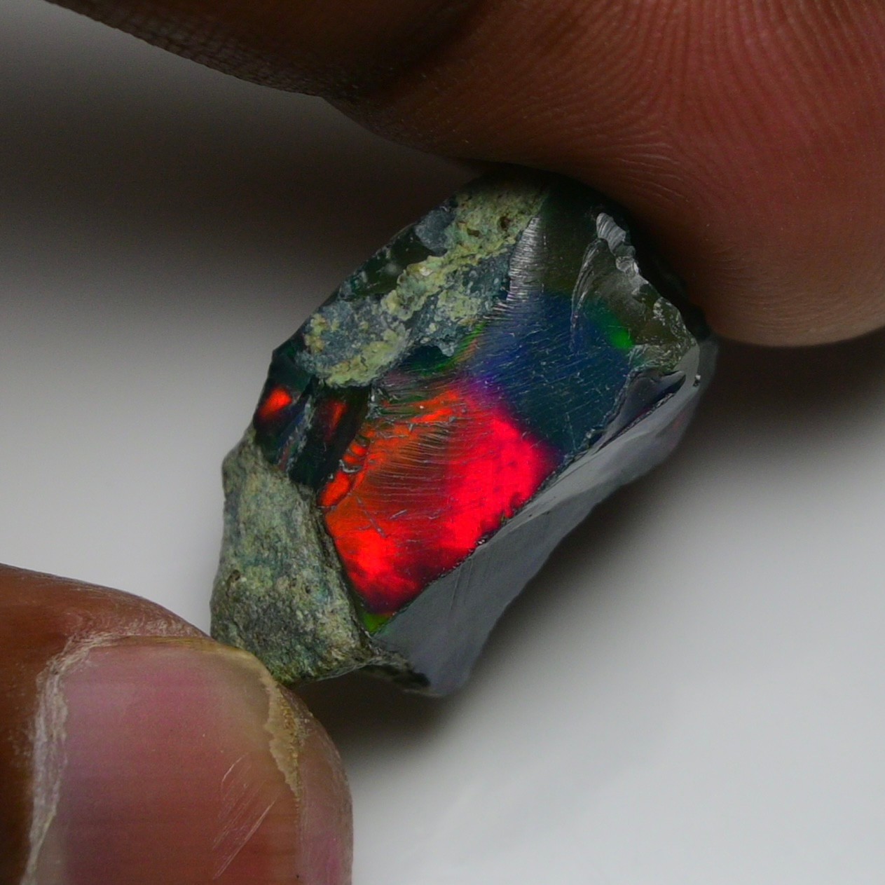 Jewelry Grade Black Opal Rough 13.90 Cts, Natural Ethiopian Raw, Neon Fire Opal