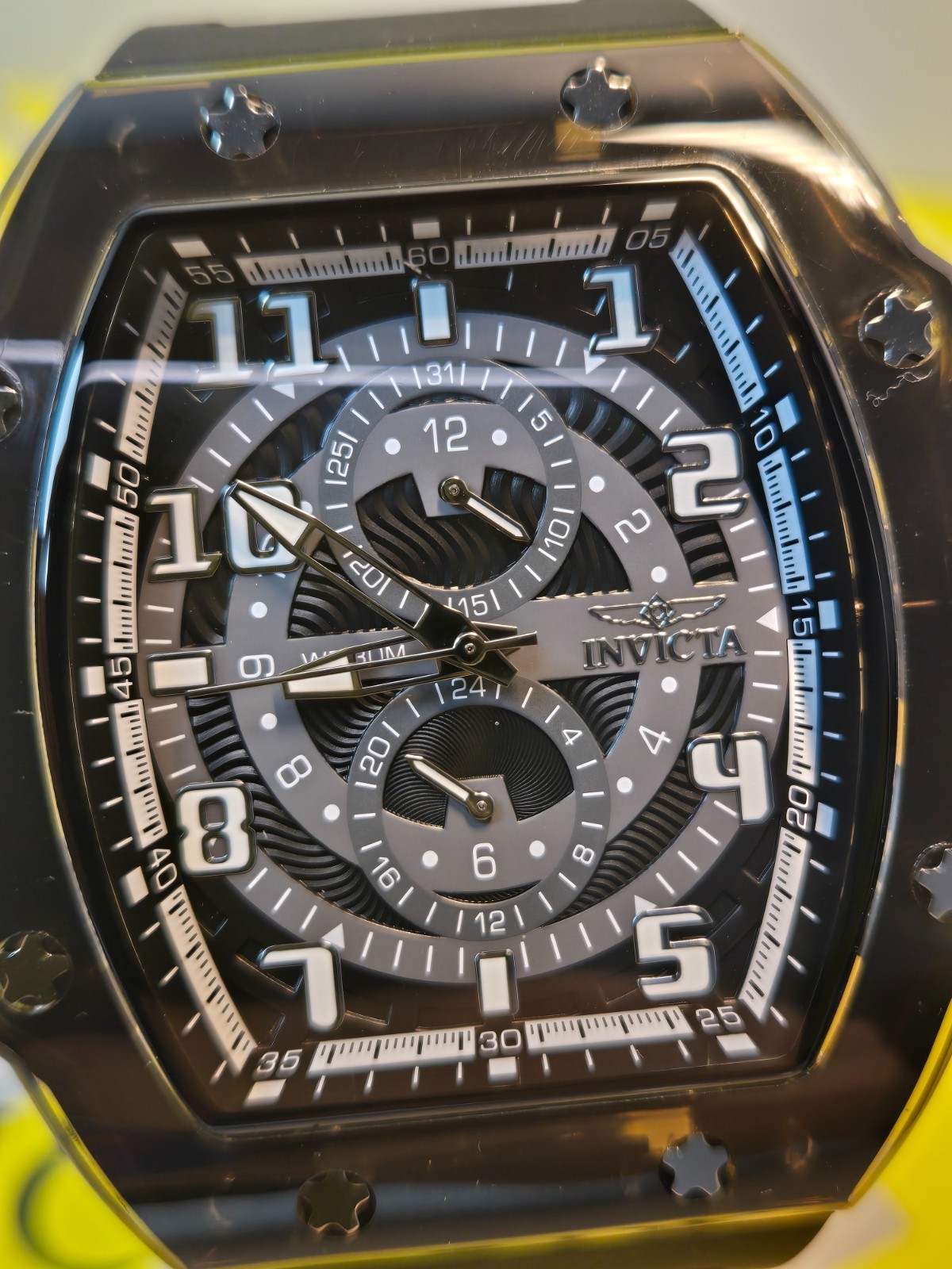 Invicta Racing Cyclone Podium Men’s Watch – 48.5mm, Black case /Black Dial New