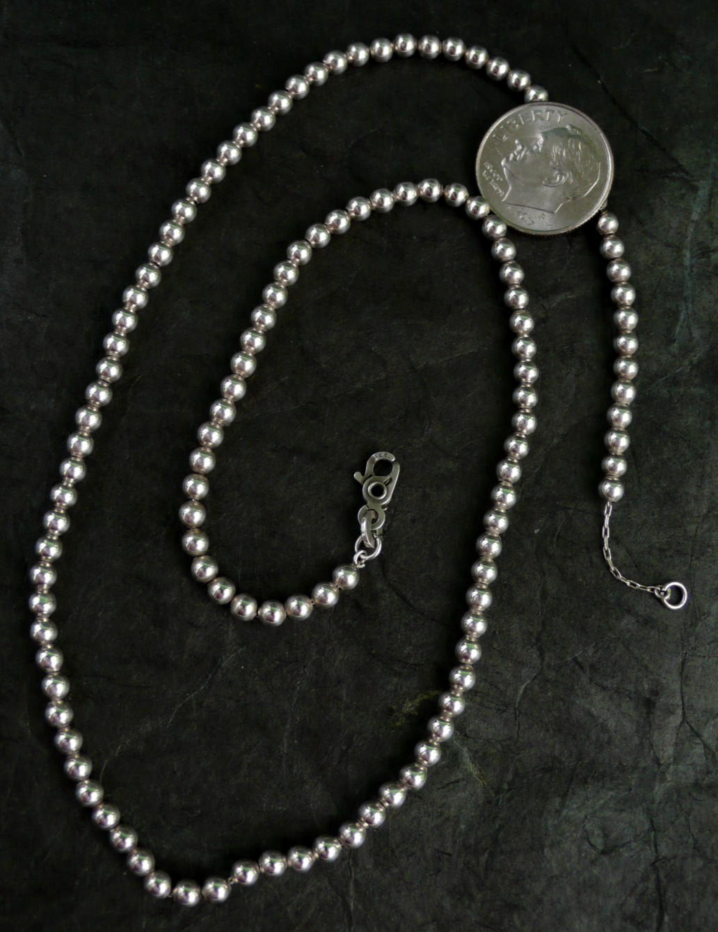 VINTAGE CIANI STERLING SILVER BEADED CHAIN NECKLACE 7.1 Grams 17″L Made in Italy