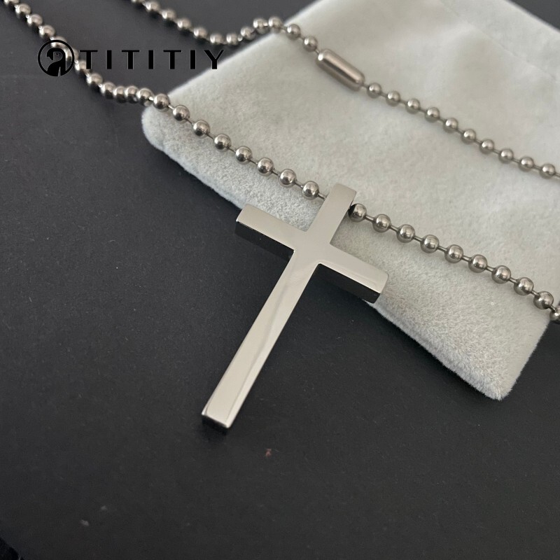 New Pure Titanium Cross Pendant Necklace Ultra-light Anti-allergy Classic Design