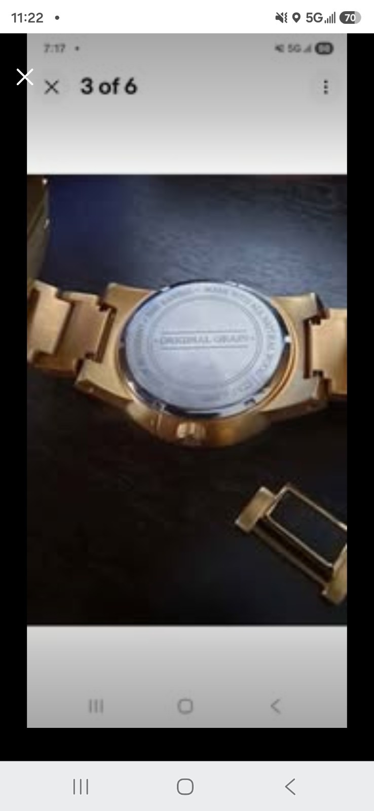 Original Grain Mens Classic Watch Gold Metal Band Wood Grain Dial Brown Bezel