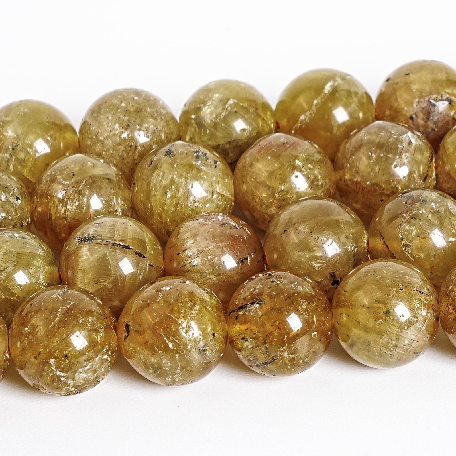 11-12MM Genuine Natural Yellow Apatite Beads AAA Gemstone Round Loose Beads