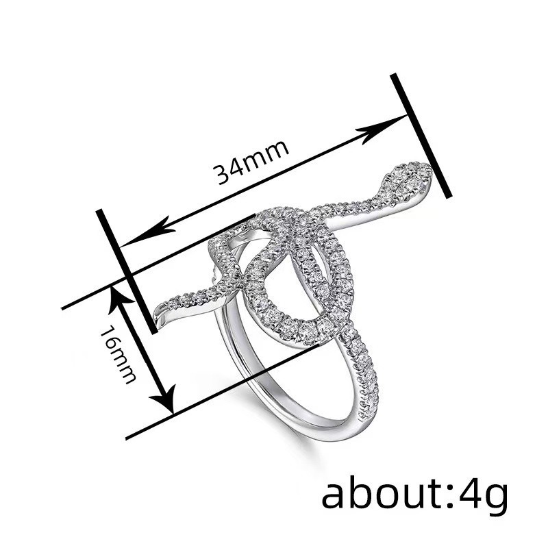 Fashion Woman White Plated Sparkling CZ Snake Band Ring Size 6-10