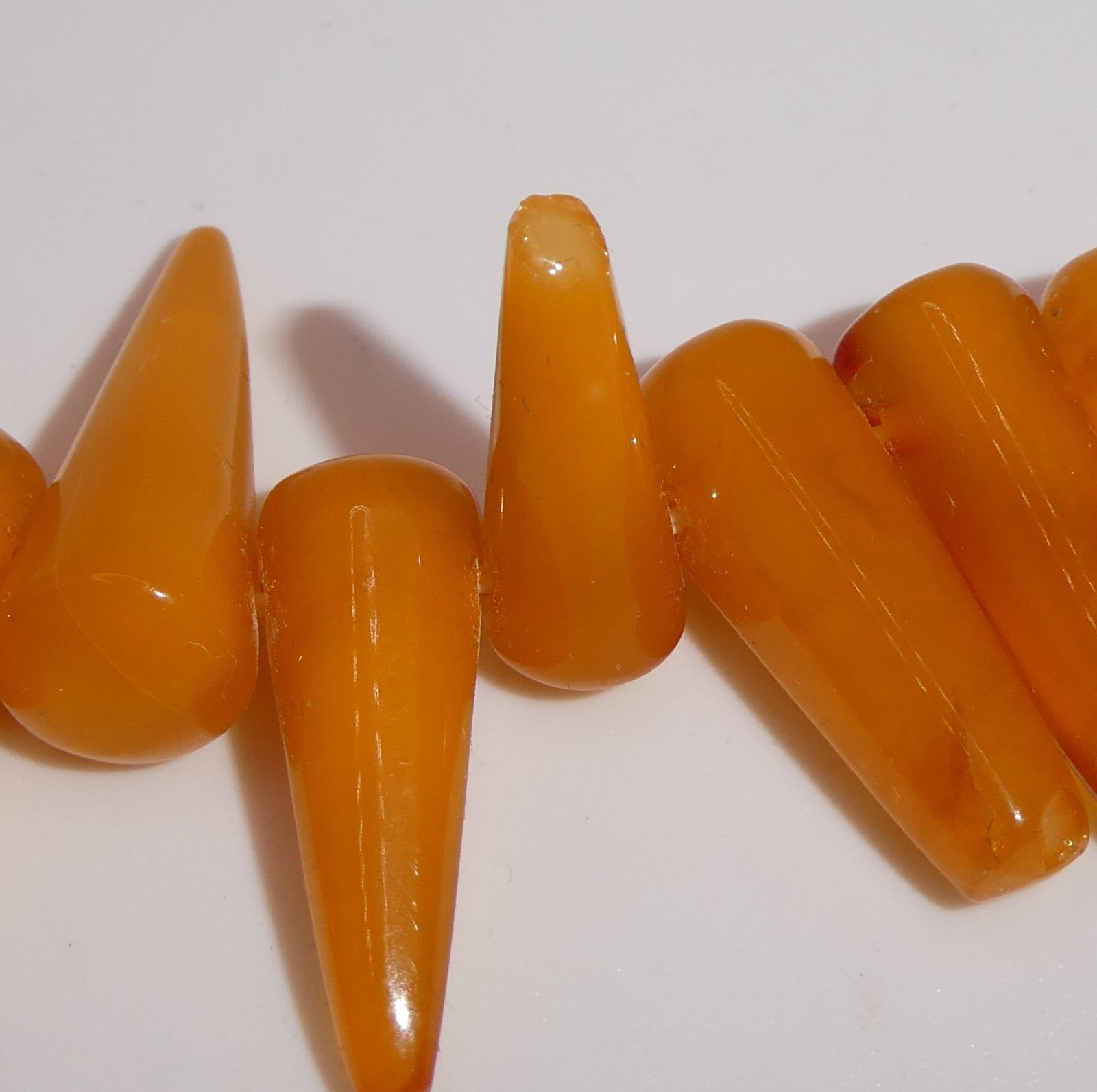 Vintage Baltic Egg Yolk Amber Strand Necklace Cone Spike Beads 20″ 43g