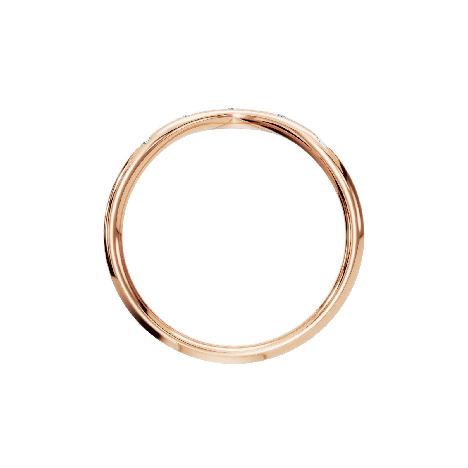 Lab Grown Diamond Wave Ring 14K Yellow Gold Curved Stackable Wedding Band