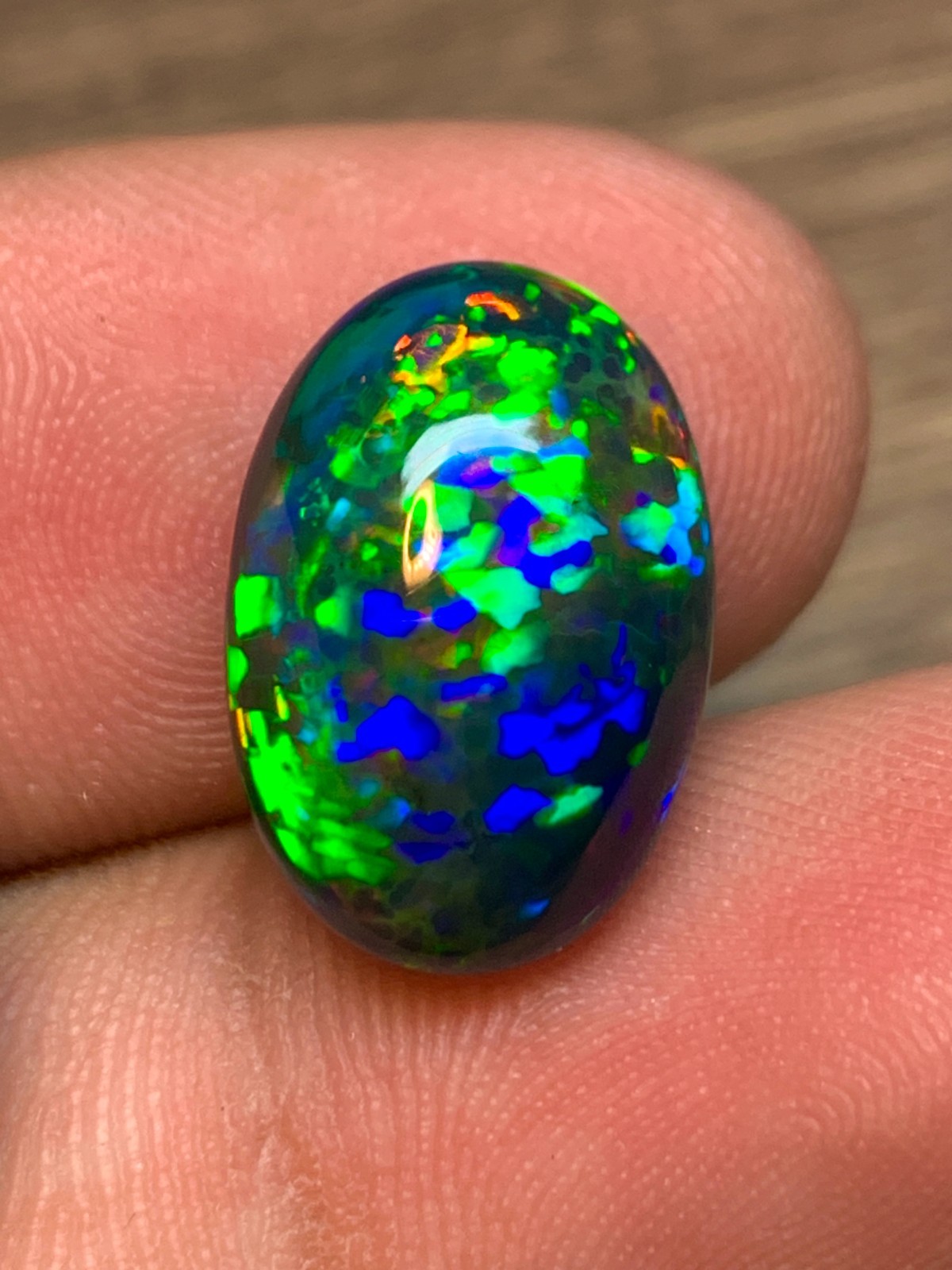 Ethiopian Black Opal Honeycomb Pin Fire 5.85 Carat Oval Cabochon Loose Gemstone