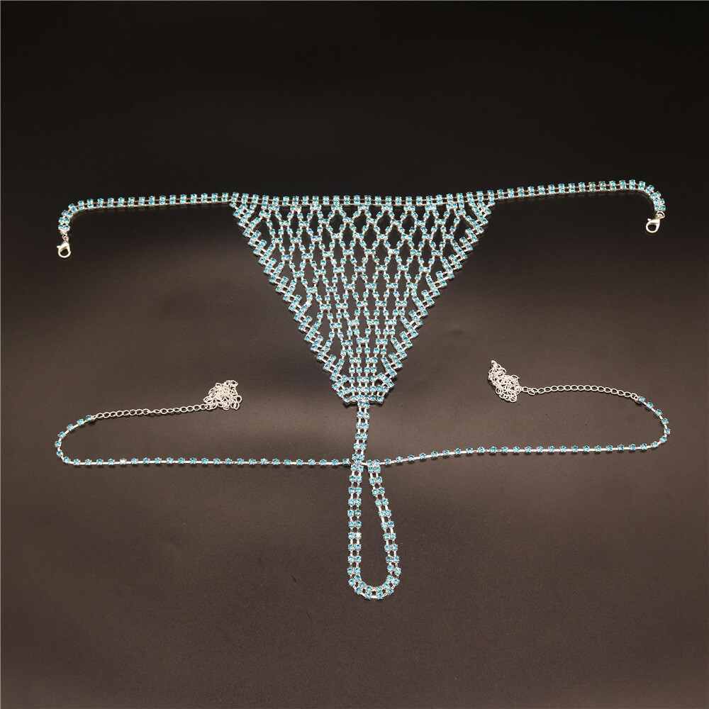 2/3pcs Rhinestone Body Chain Jewelry Women Bikini Chest Bra Thong Sexy Lingerie