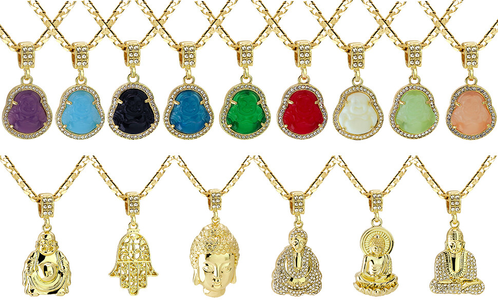 14K Gold Plated All Color’s Buddha Iced Cubic Zirconia 5mm 24″ Cuban Chain