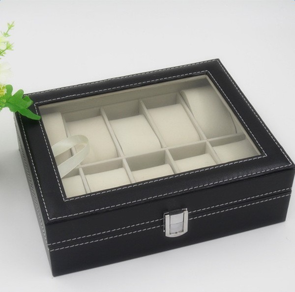 10 Compartments High-grade Leather Watch Collection Storage Box(US Sock)