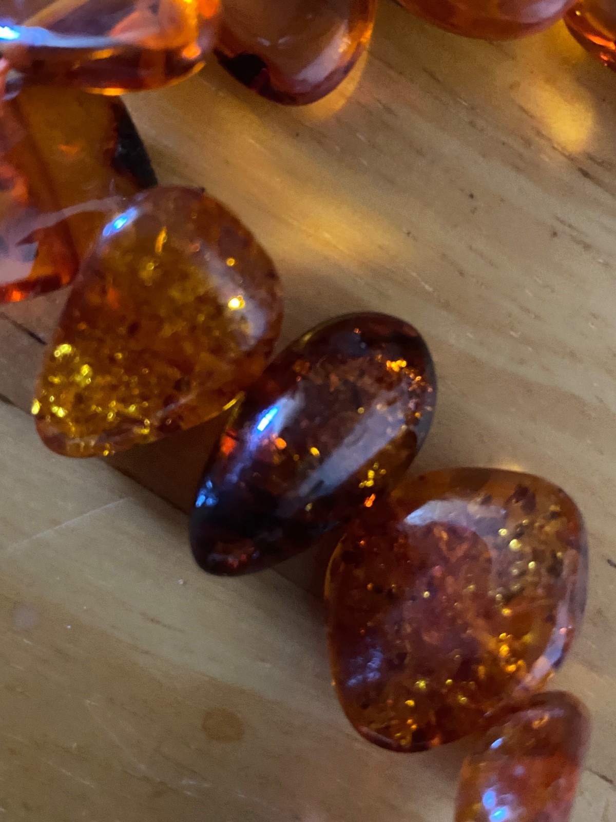 Braun amber necklace 21″ long with amber lock. New. Latvia.