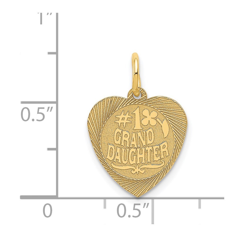14k Yellow Gold “#1 GRANDDAUGHTER” 14mm Engravable Heart Charm Pendant