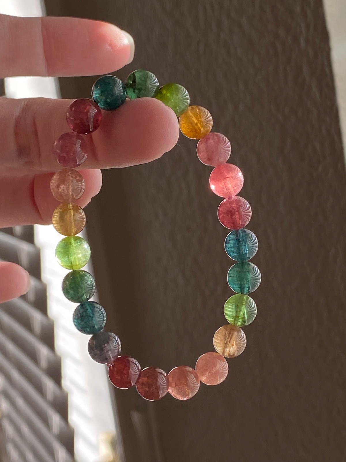 Certified Natural Multicolor Tourmaline Bracelet 8.4mm Rainbow Gemstone 6.5″