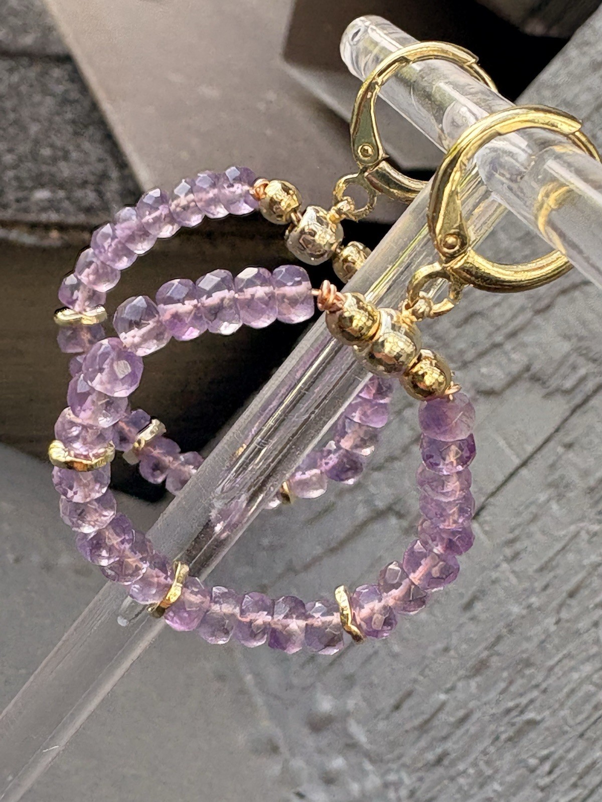 Amethyst hoop earrings Purple Gold filled circle earrings gift for wife