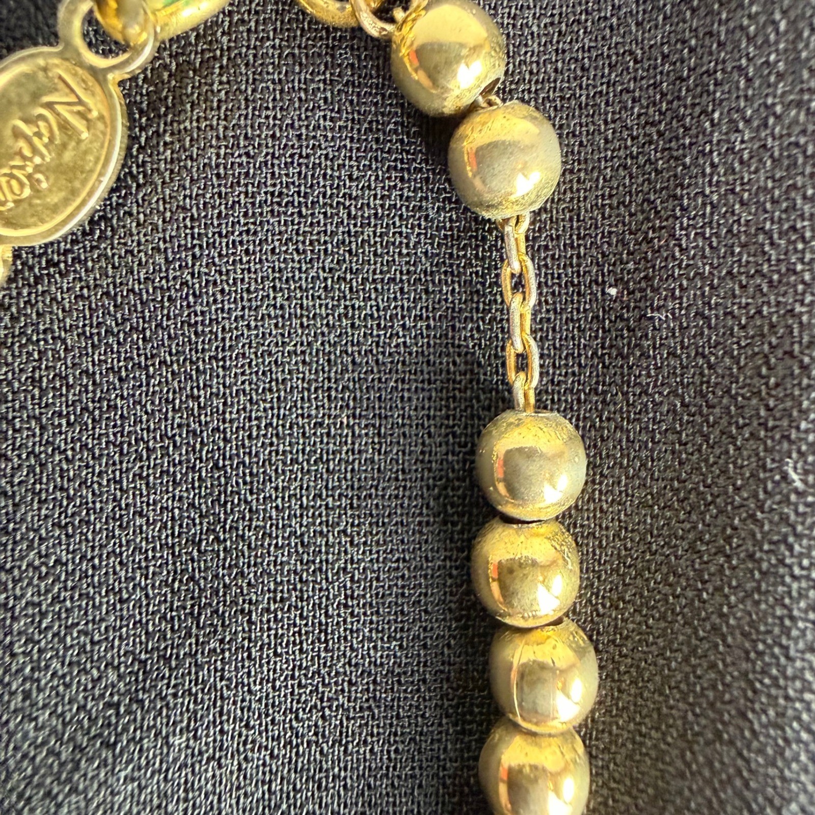 Napier Vintage Gold Tone Graduated Bead Necklace Polished 22.5 Inch Classic