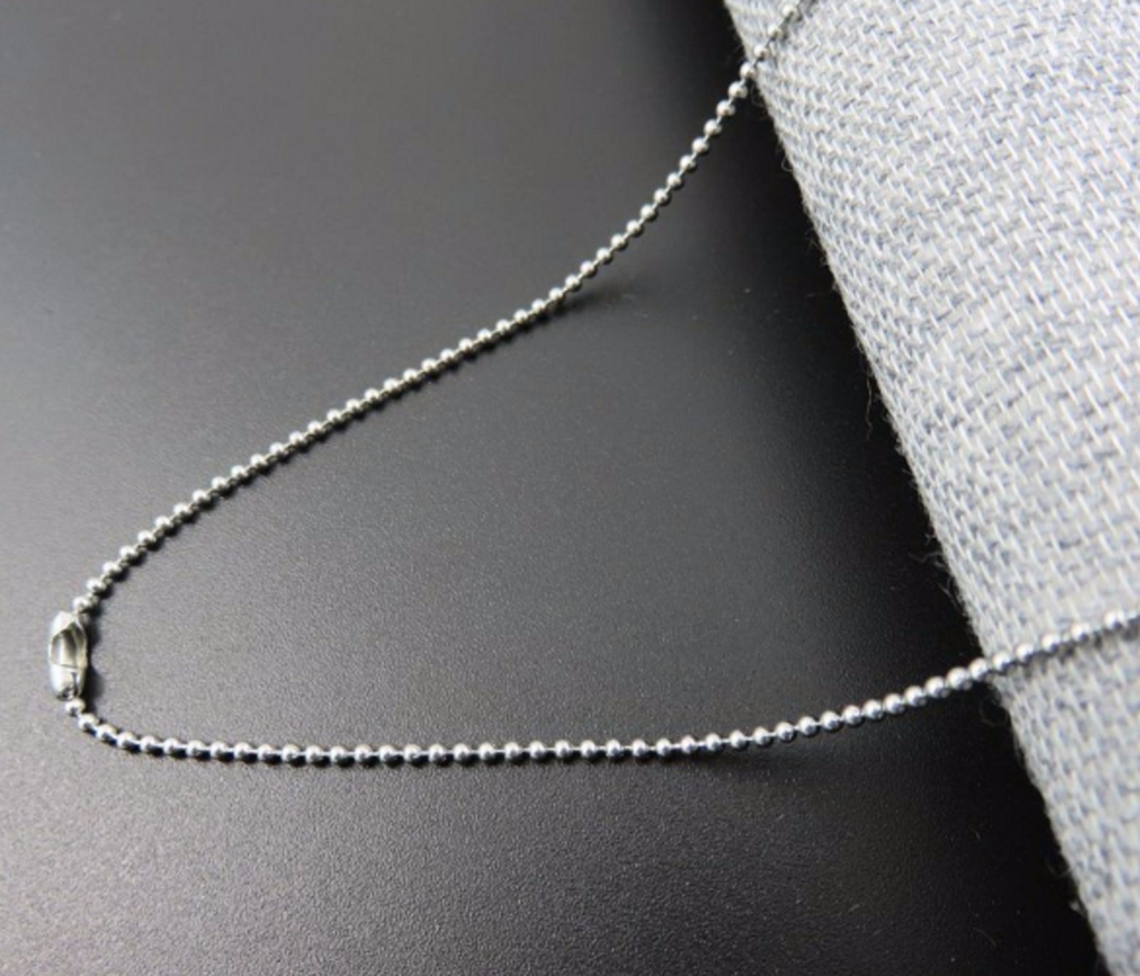 14-30″ 1.5mm Bead Ball Chain Silver Colour Soldier Tag Necklace Stainless Steel