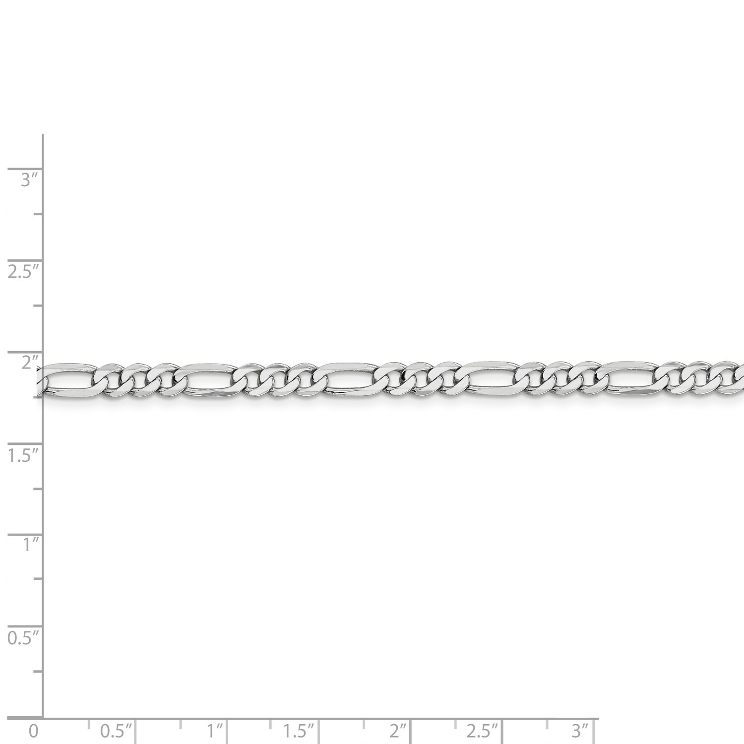 14k White Gold 4.5mm Solid Flat Figaro Link Chain w/ Lobster Clasp 18″ – 26″