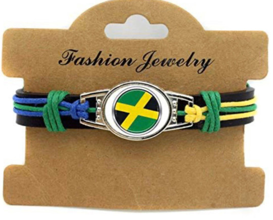 Leather Bracelet Jamaica Round Flag