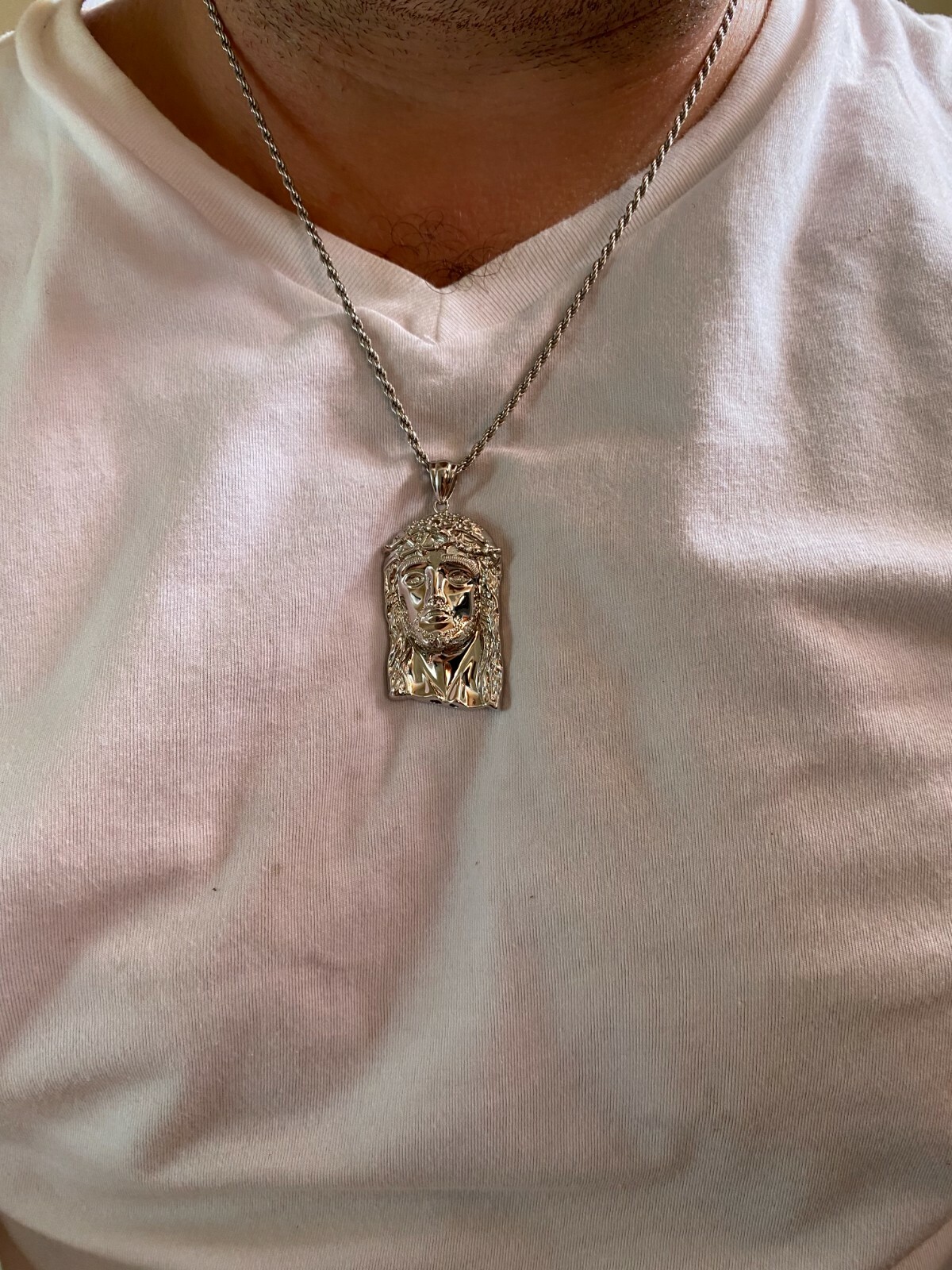 0.1ct REAL VS Natural Diamond Solid 925 Sterling Silver Jesus Piece HIP HOP Iced