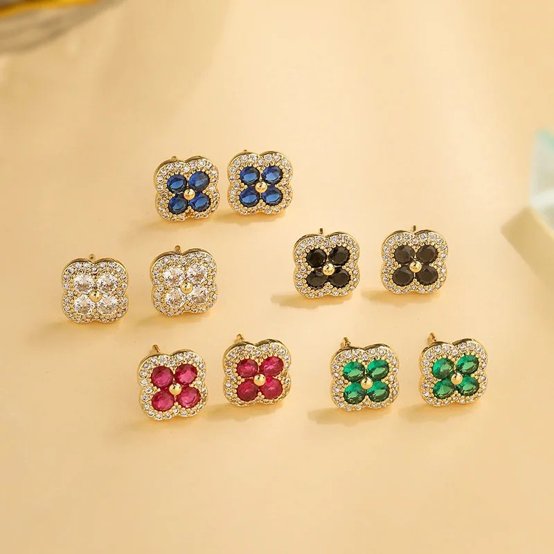 HECHENG,18K Gold-plated CZ Flower Shape Earings Women Romantic Jewlery Gift-US