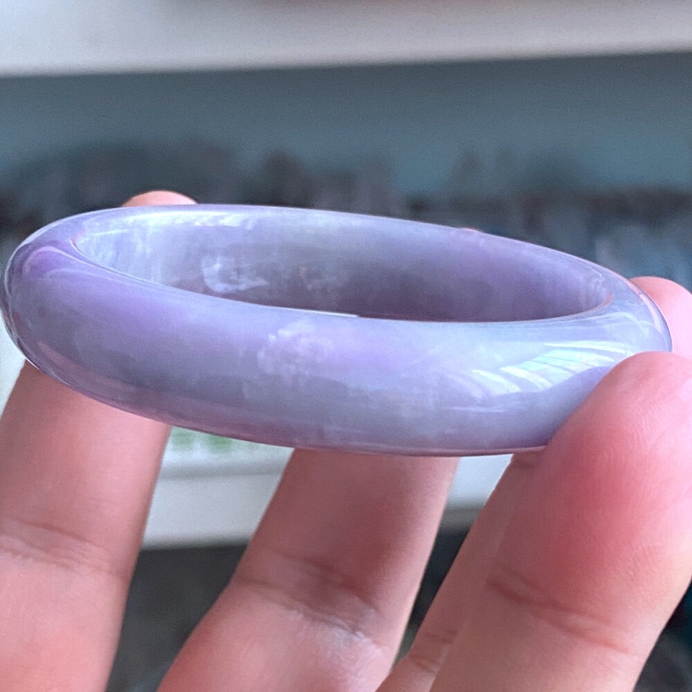 Certified Grade A Lavender 55-56mm Natural Burma Jade jadeite Bangle Bracelet