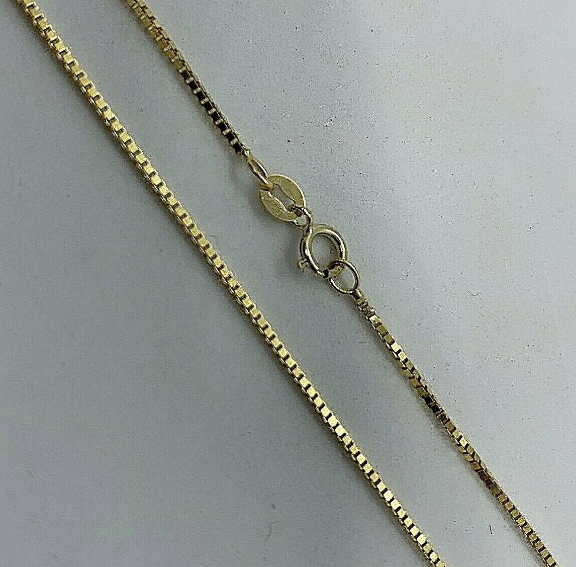 14K Solid Yellow Gold Box Chain Necklace Women’s 1mm Length 16″ to 24″