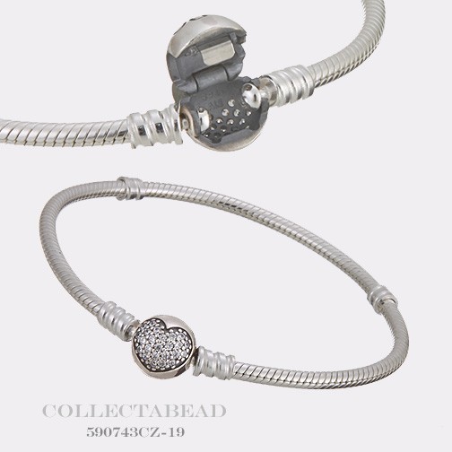 Authentic Pandora Sterling Silver Sparkling Heart Clasp CZ Bracelet 590743CZ