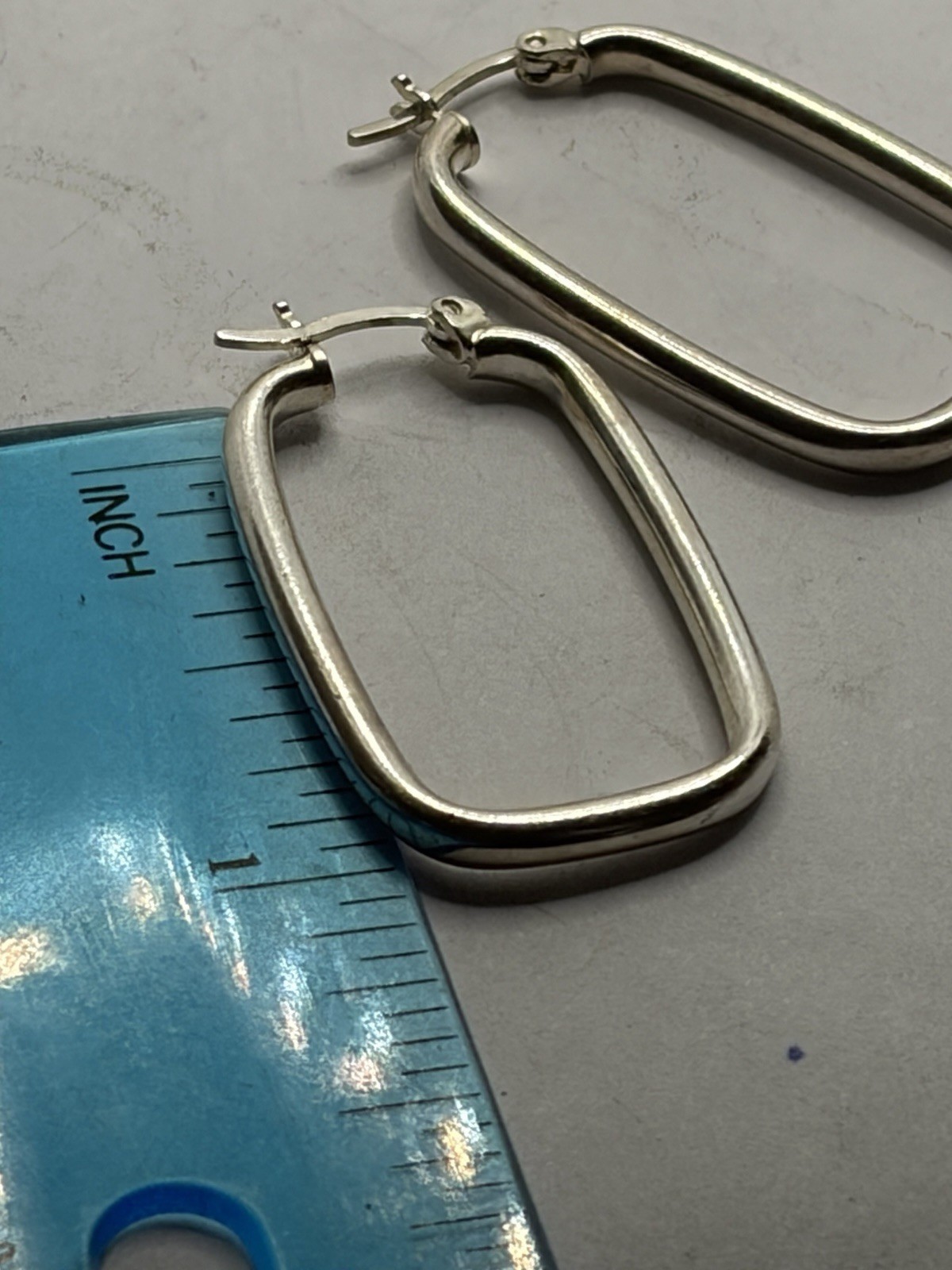 925 Sterling Silver U-Shape Hoop Earrings for | Rectangle Shaped Click-Top Ho…