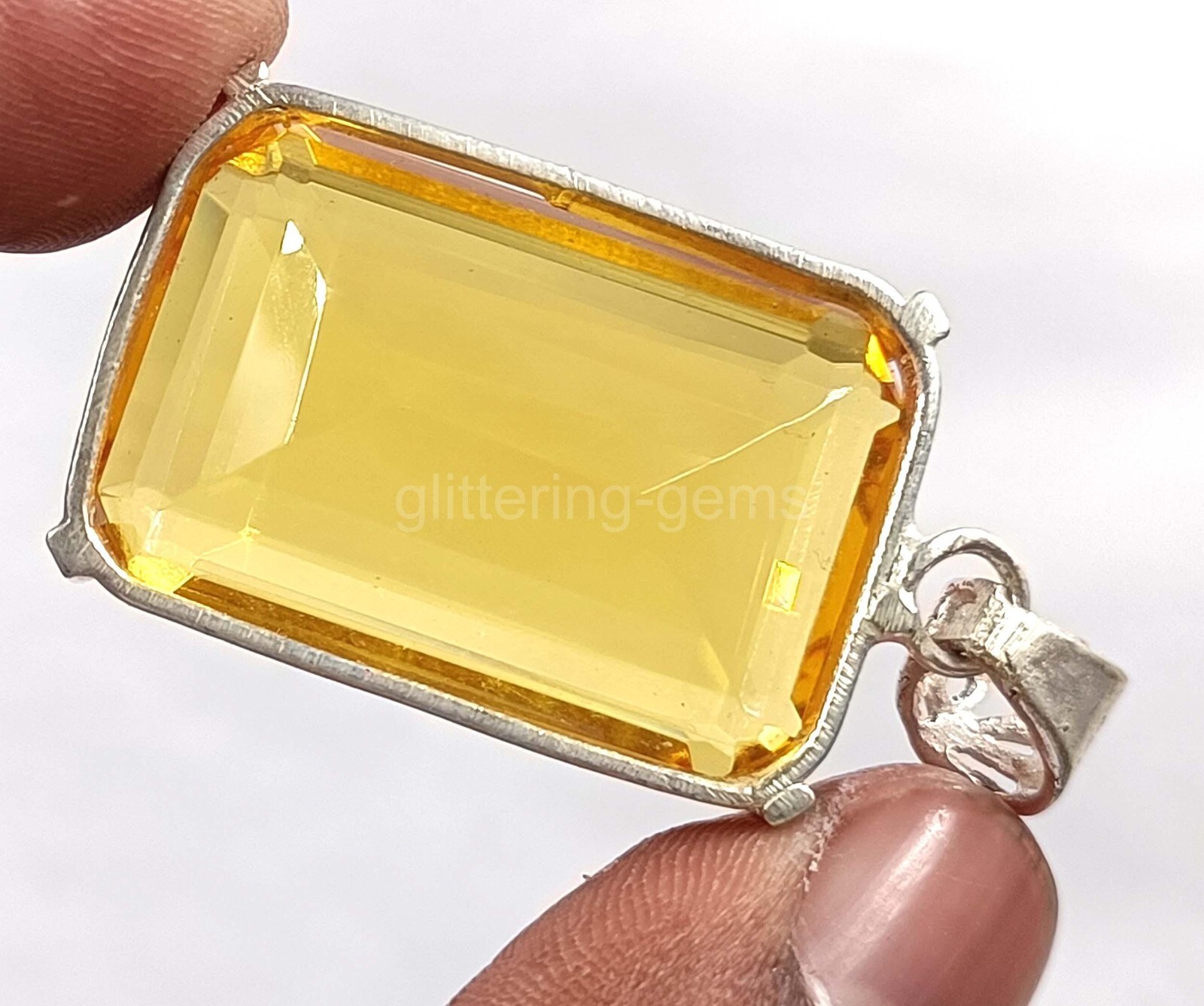Natural Yellow Sapphire 80 Ct IGL Emerald Cut 925 Solid Silver Pendant Gems 5MSA