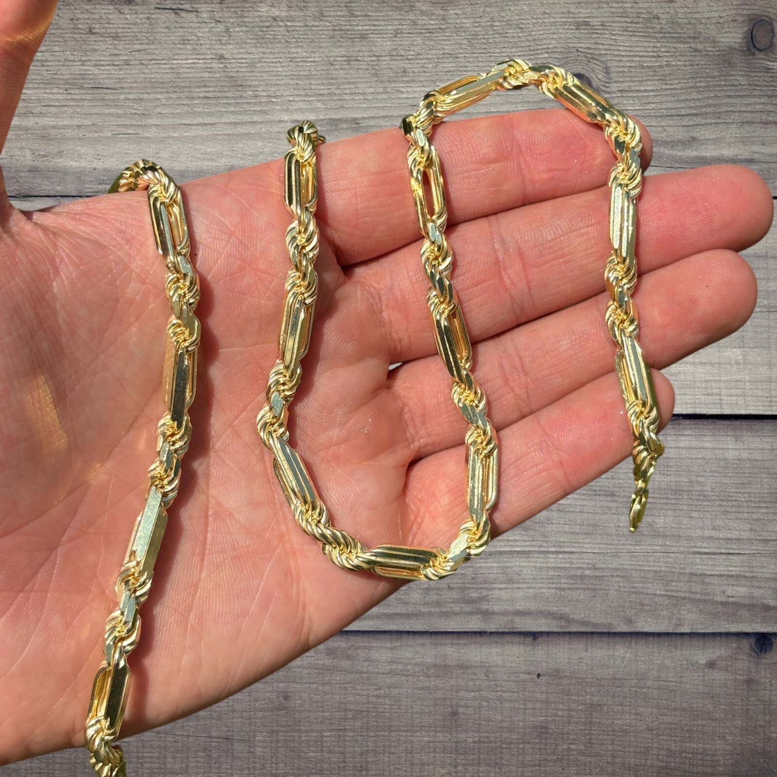 6mm Figarope Chain Necklace – Real Solid 925 Sterling Silver Or 14k Gold Vermeil