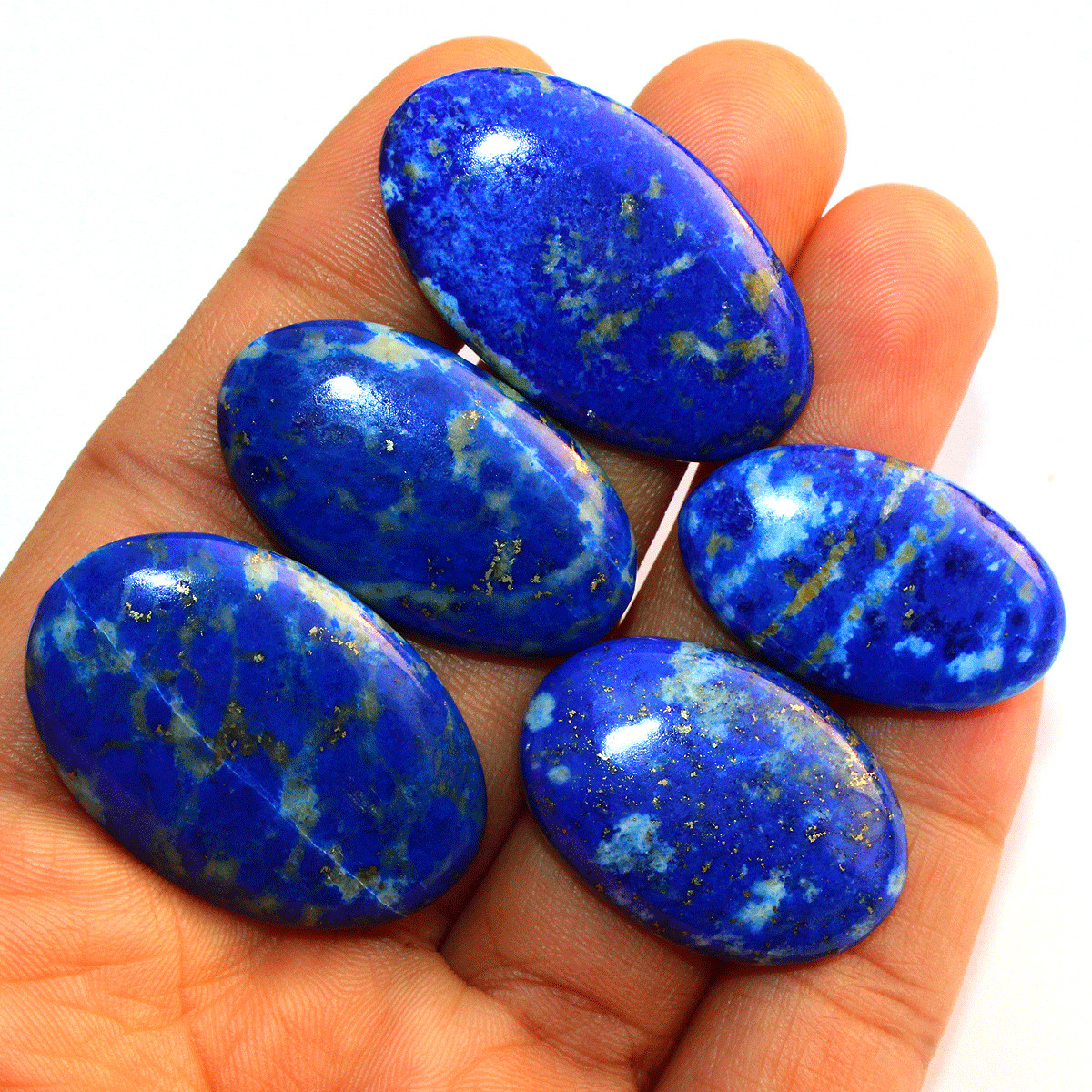 5 PC Natural Lapis Lazuli High Quality Untreated 30-37mm Oval Cabochon Gemstones