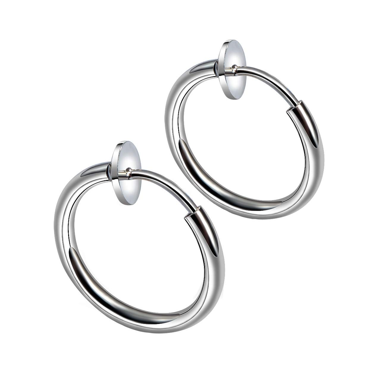 2× Clip-On Non-Piercing Earing Fake Septum Lip Cartilage Nose Tragus Ring Gift