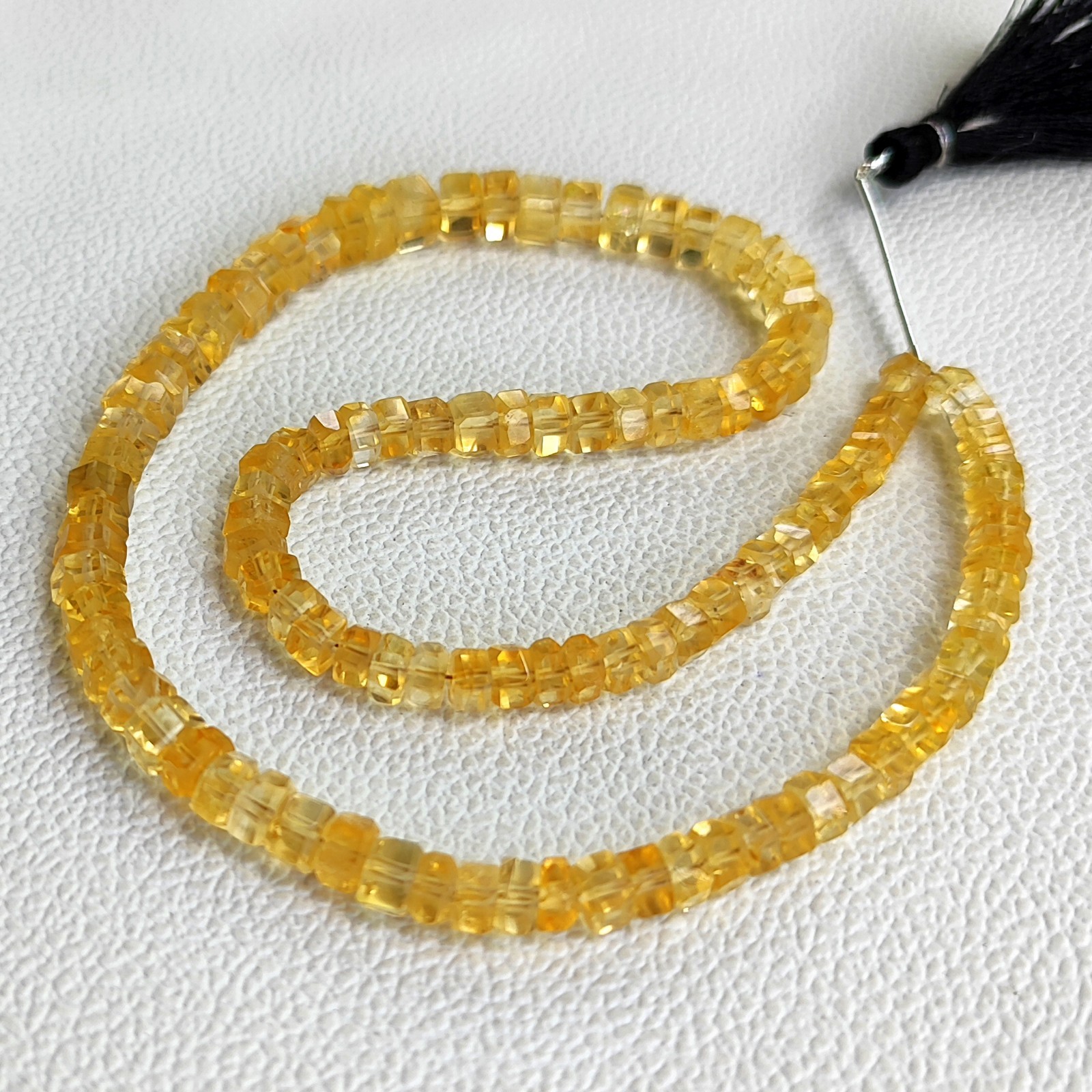 Real Golden Citrine Brazil Faceted Bolt Shape Beads 5mm-7mm 16″ Gem Strand