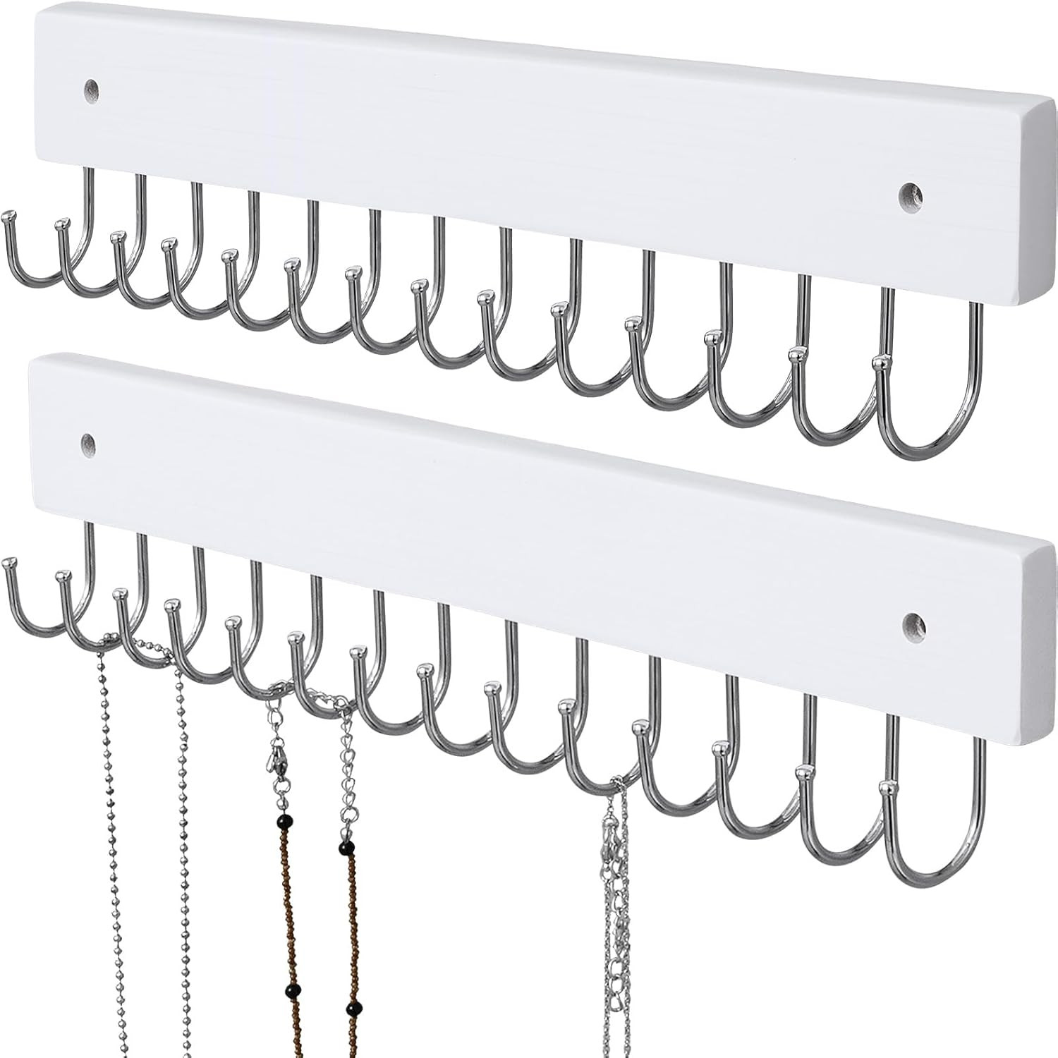 Hanging Jewelry Organizer Wall Mounted, Modern Jewelry Display with 28 Hooks, De