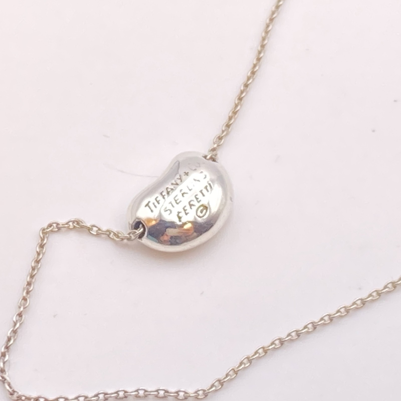 Tiffany & Co. 11mm Bean Pendant Necklace 16″ Silver 3.0g