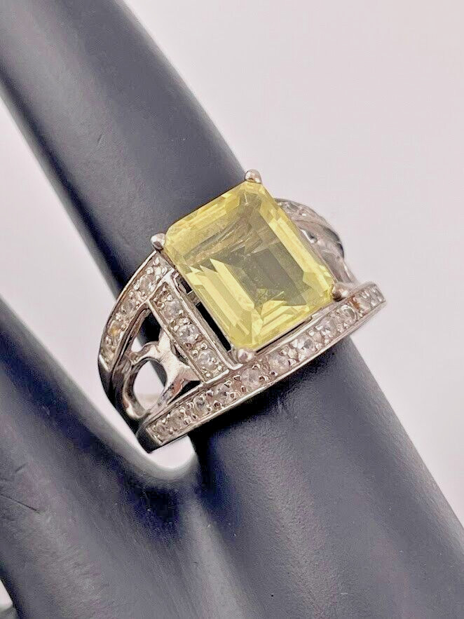 BBJ BANGKOK 925 STERLING SILVER 10.3X8.1MM CITRINE TOPAZ ACCENT RING SIZE 8 1135