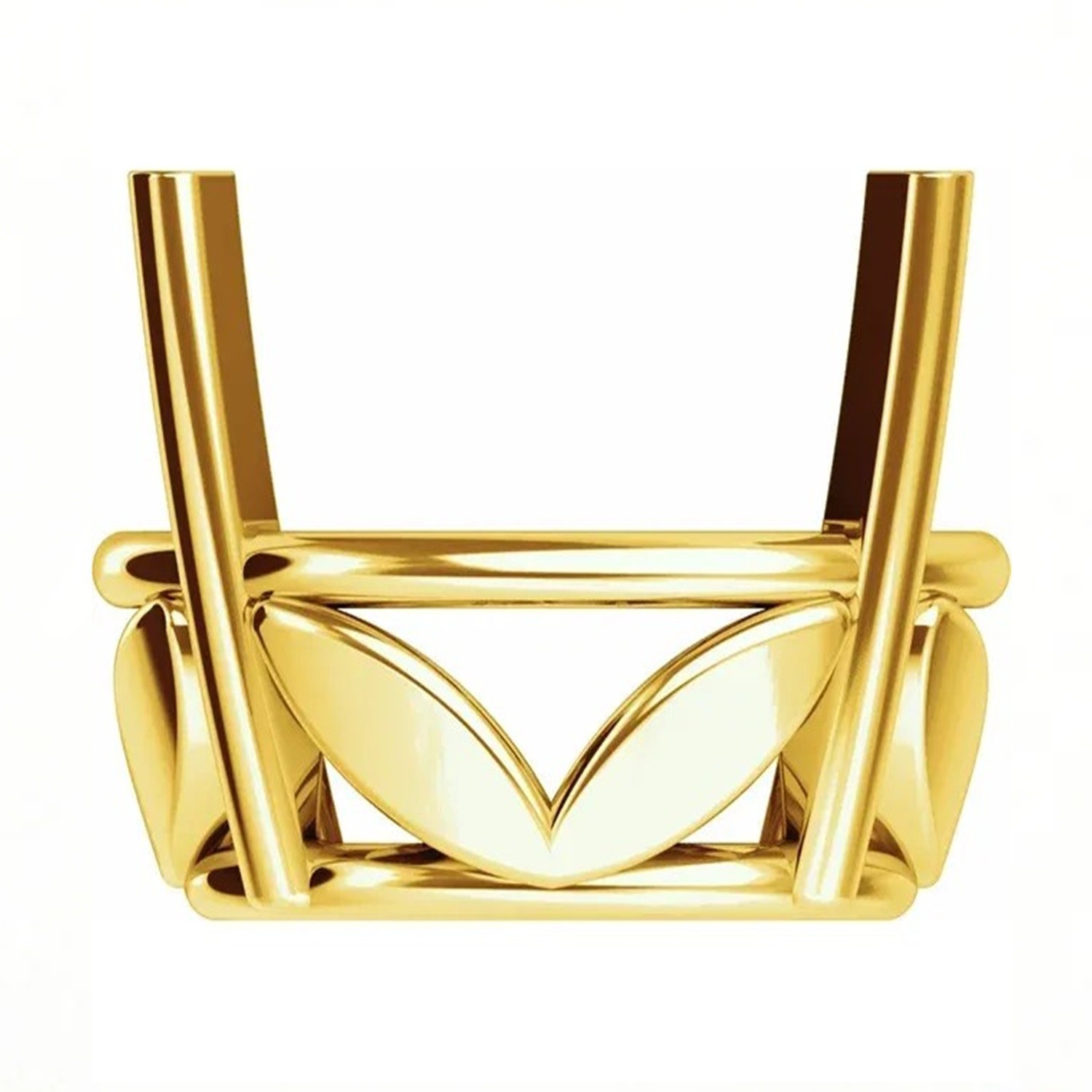 Basket Setting 14K Yellow Gold Round Cut 4 Prong Floral Inspired Design Mounting