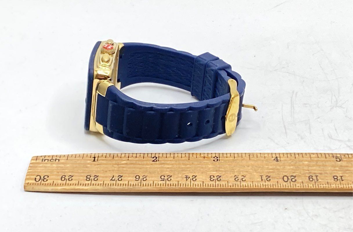 Michele Tahitian Jelly Bean Women’s Watch Blue Silicone Gold Tone Chronograph