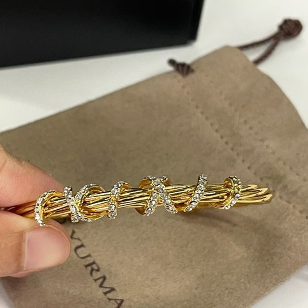 David Yurman 4mm Cable Classic Bracelet with 18K Gold /Diamond