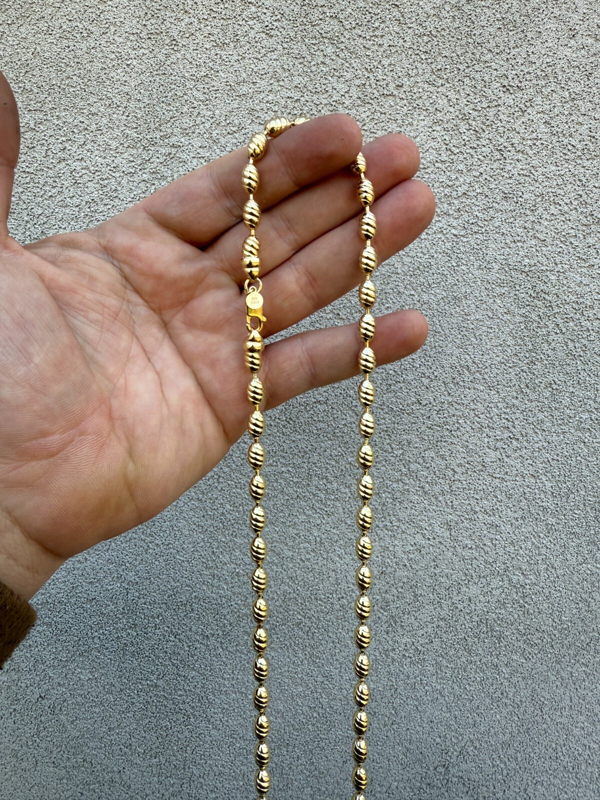 6mm Ball Bead Chain Custom Infinity Link Mens Necklace 14k Gold Over 925 Silver