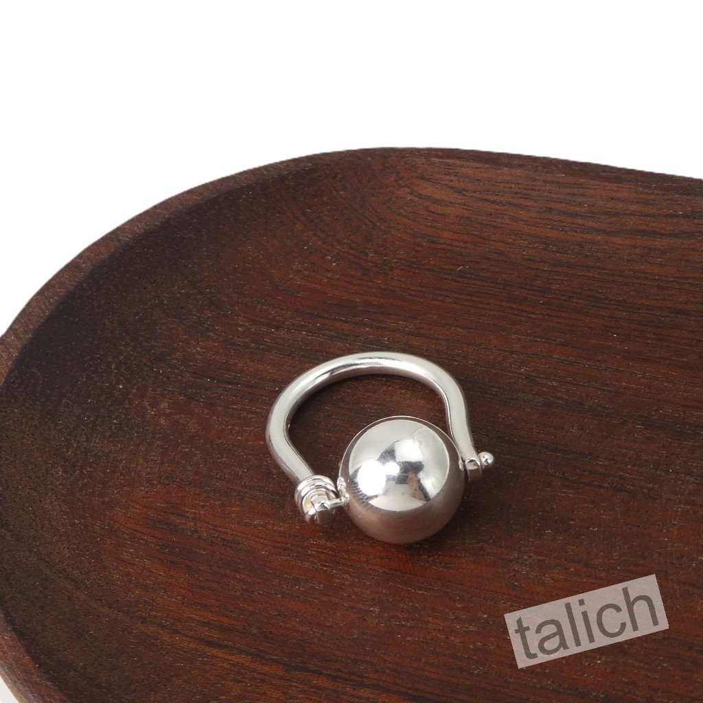 Shiny 925 Sterling Silver Modernist Spinning Ball Statement Ring Size 6.5 7.5