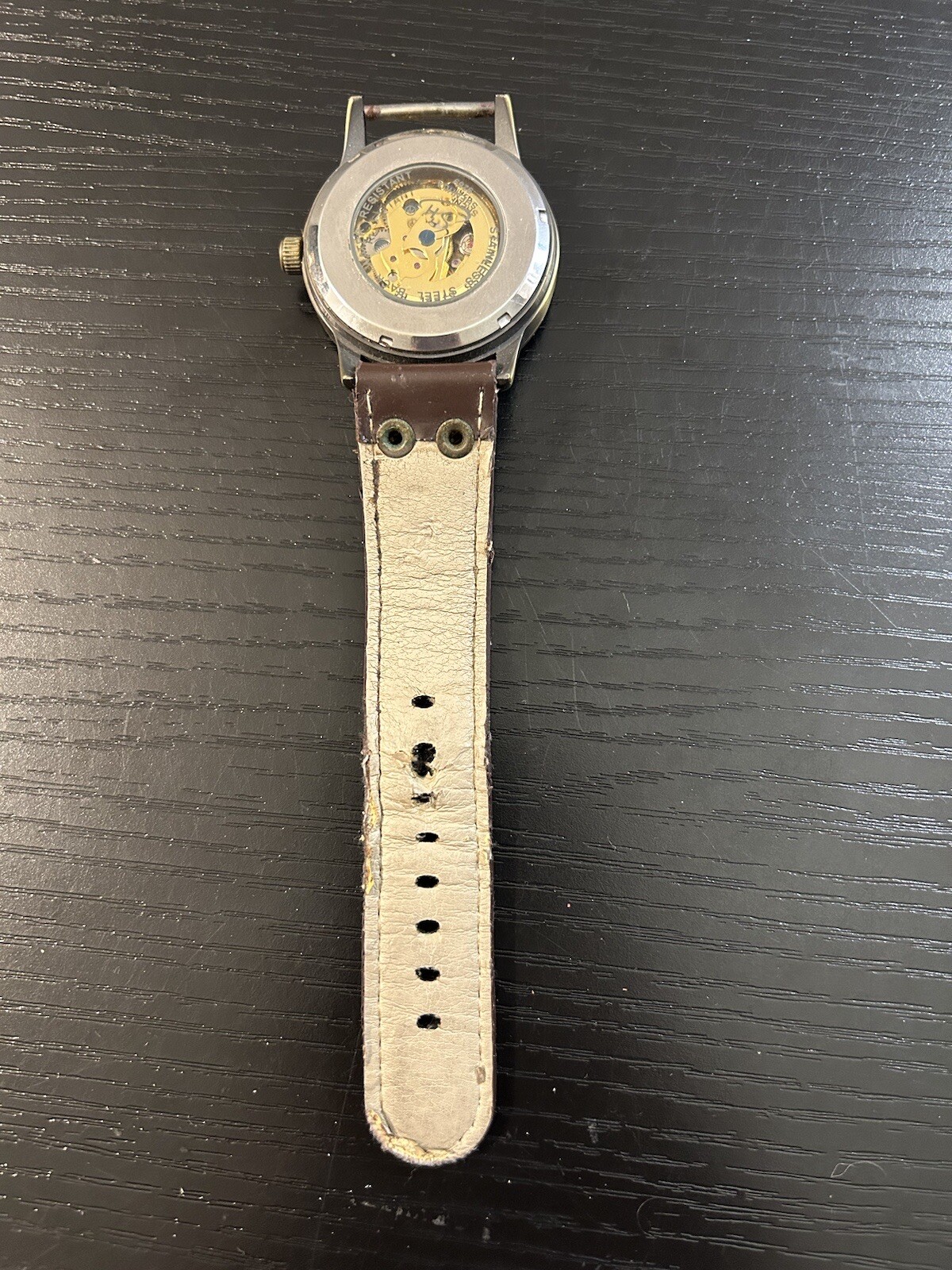 SHENHUA Men’s Automatic 9269 Mechanical Skeleton 42mm Watch Black Untested AS IS