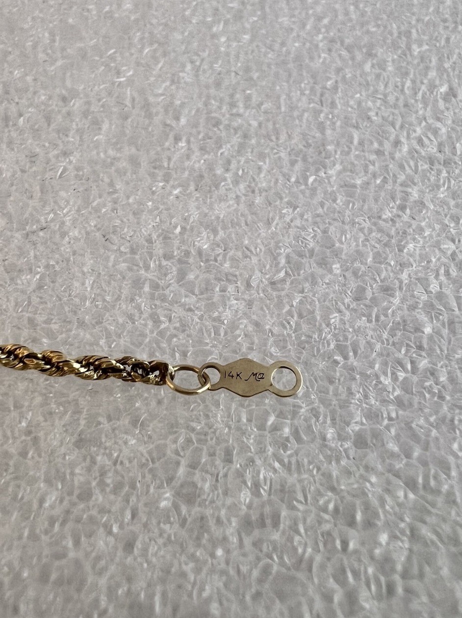 Michael Anthony 14K Yellow Gold Rope Chain Bracelet 7 1/4”Signed MA