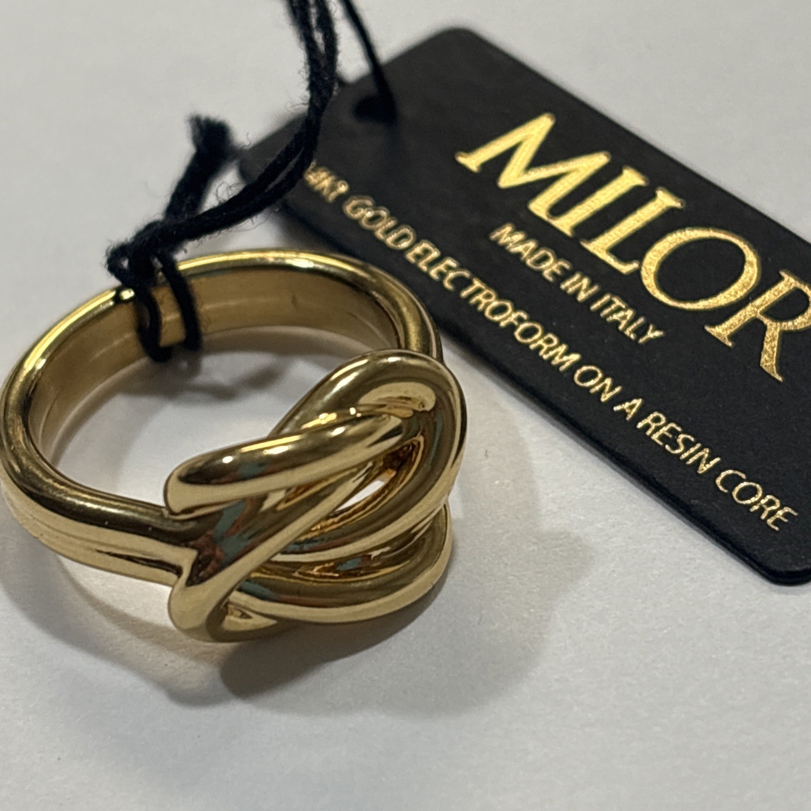 MILOR Italy 14k Gold Resin core Double Love Knot Ring size 8