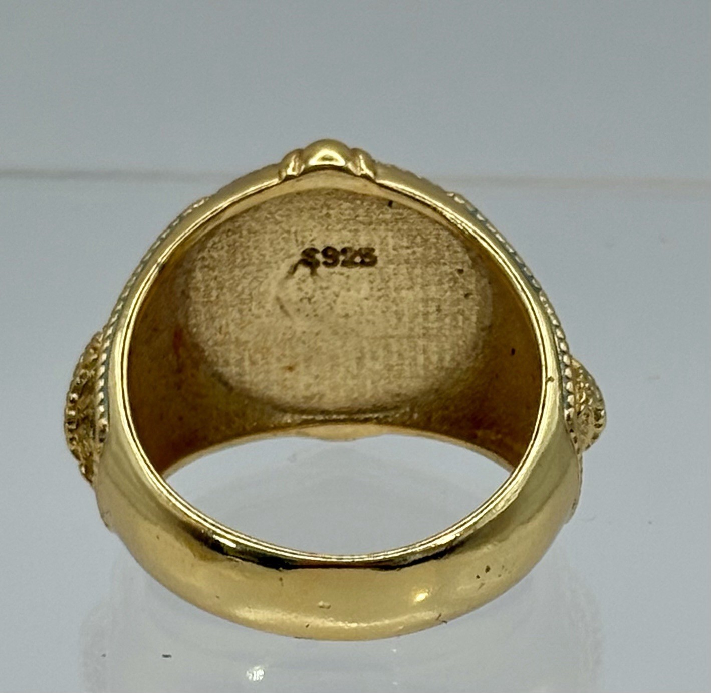 925 Sterling Silver Gold Plated United States Army Ring Black Enamel Size 10.5