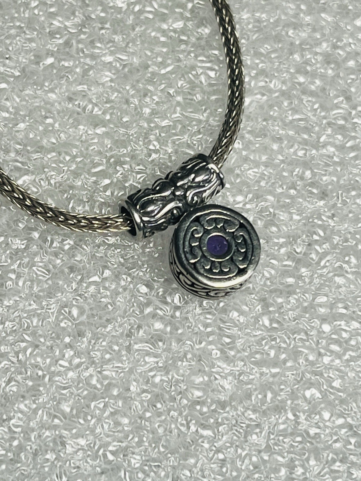 Natural 3 Carat Brazilian Amethyst 17 Inch Necklace Solid 925 Carved Tube Bezel