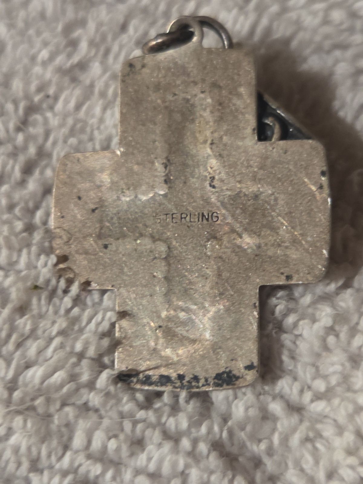 Vintage Sterling Silver Southwestern Stamped Cross Pendant 3.4g Religious Charm